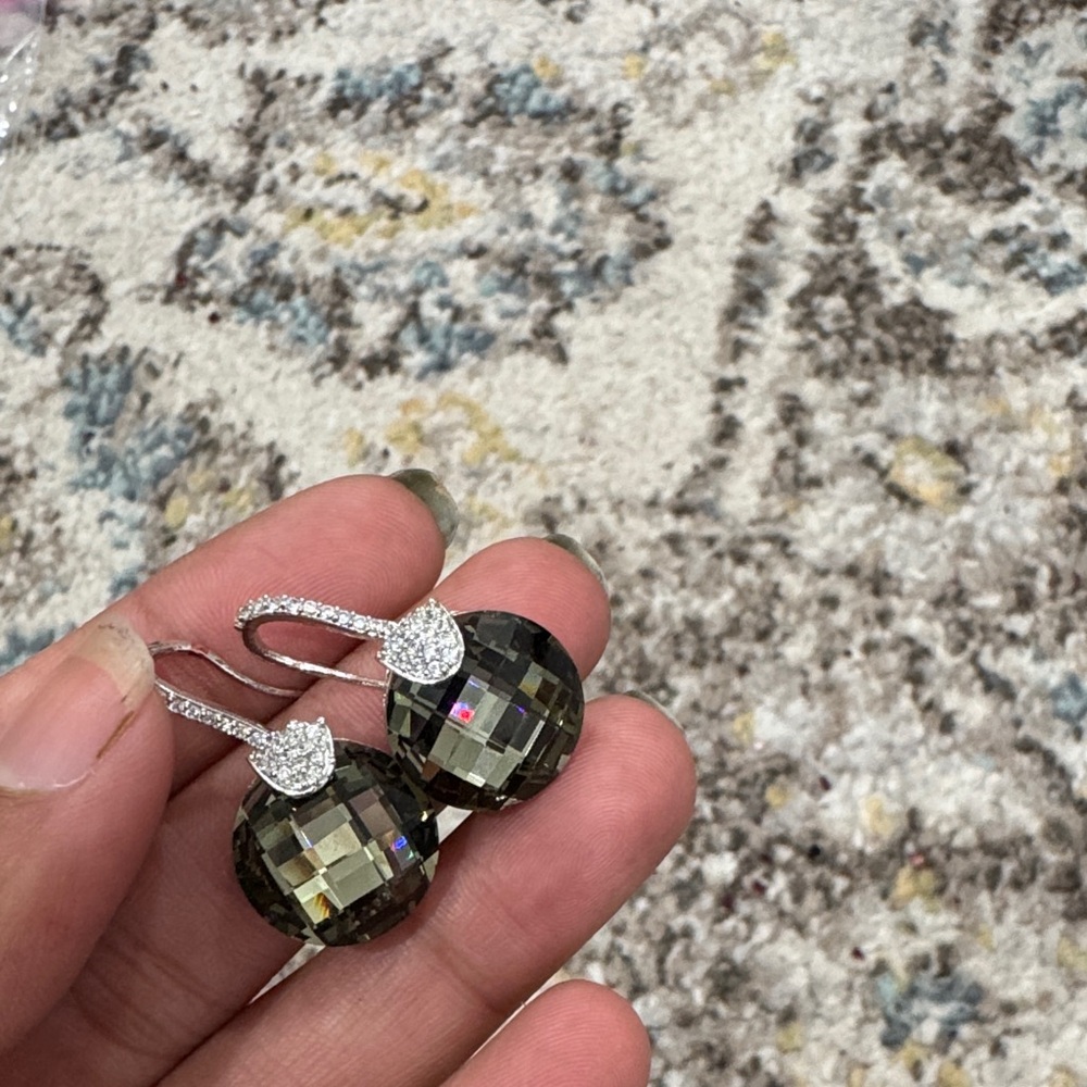 Elegant Silver and Black Crystal Drop Earrings